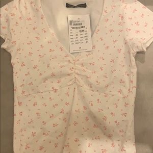 whit and pink floral gina top